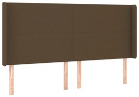 sötétbarna szövet LED-es fejtámla 183x16x118/128 cm
