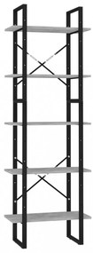 5 szintes betonszürke szerelt fa könyvszekrény 60 x 30 x 175 cm