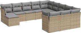 vidaXL 12 részes bézs polyrattan kerti ülőgarnitúra párnákkal