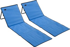 Outsunny 2 db Párnázott Strandmatrac Szett - Strandmatrac - Strandmatracok - Több Pozícióban Dönthető Háttámla - Tartozék Hordtáska - Kék Oxford Acél