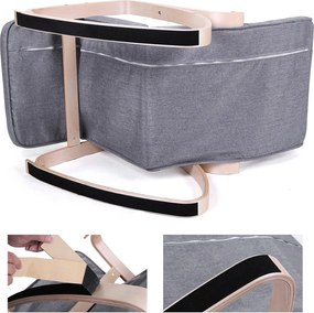 Hintaszék, relaxációs szék, masszív nyírfából, szürke