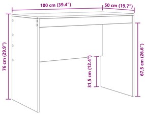 vidaXL Rusztikus Íróasztal Régi fa Szilárd Fa 100 x 50 x 76 cm