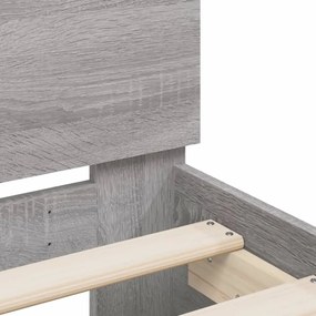 szürke sonoma színű ágykeret fejtámlával és LED-del 200x200 cm