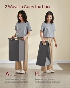 Szennyestartó kosár, 4 rekeszes ruhagyűjtő szürke színben