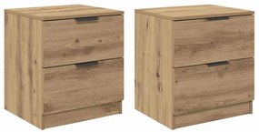Éjjeliszekrény 2 pcs kézműves tölgy 45 x 39 x 50 cm Faanyag