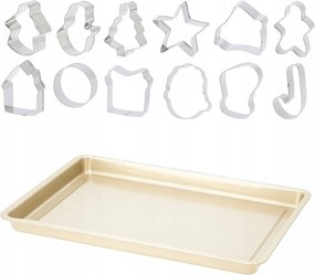 Mézeskalács Lyukasztó 13 Db Rozsdamentes Acél Tepsi 41X28X3CM