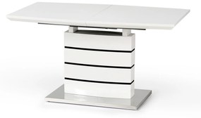 Asztal Houston 292Fekete, Fényes fehér, 76x80x140cm, Hosszabbíthatóság, Közepes sűrűségű farostlemez, Közepes sűrűségű farostlemez