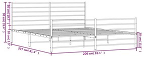fekete fém ágykeret fej- és lábtámlával 200 x 200 cm