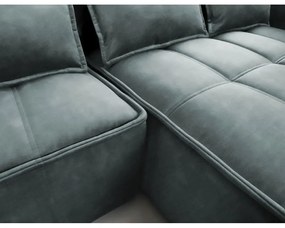 Zöld bársony kinyitható-tárolóhelyes sarokkanapé (jobb oldali-heverő résszel) Campo – ELTAP