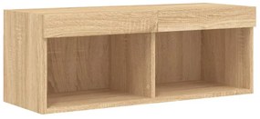 vidaXL 4 darab füstös tölgy színű szerelt fa TV-bútor LED-del