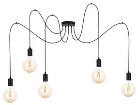 Csillár zsinóron MIROS 5xE27/60W/230V pók fekete