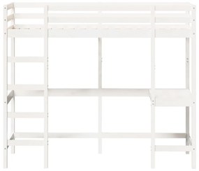 fehér tömör fenyőfa galériaágy íróasztallal 75 x 190 cm