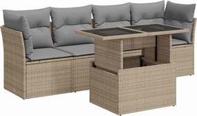 vidaXL 5 részes bézs polyrattan kerti ülőgarnitúra párnákkal
