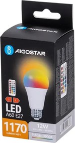 LED A60 gömbizzó - E27 - 12W - RGB+3000K - 1170lm