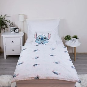 Fehér pamut gyerek ágyneműhuzat babaágyhoz 100x135 cm Lilo and Stitch "White Star" – Jerry Fabrics