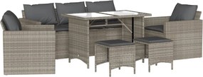 vidaXL 6 részes világosszürke polyrattan kerti ülőgarnitúra párnákkal