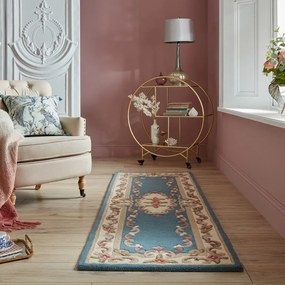 Aubusson kék gyapjú szőnyeg, 67 x 210 cm - Flair Rugs