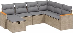 vidaXL 7 részes vegyes bézs polyrattan kerti ülőgarnitúra párnákkal