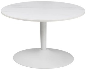Fehér kerek dohányzóasztal kerámia asztallappal ø 60 cm Malta – Actona