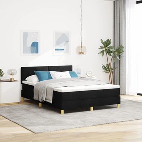 Box Spring ágy matraccal fekete 140x200 cm szövet
