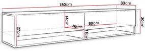 Függesztett TV szekrény Adenuk 140 MDF (fekete + fekete gyapjú) (LED RGB világítással). 1106329
