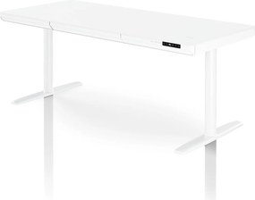 Elektromos ülő-álló íróasztal fiókkal és Qi vezeték nélküli töltővel fehér, 1600 mm: ELLIS