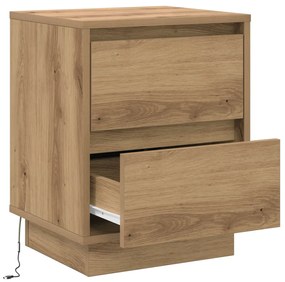 Éjjeli Szekrények LED világítással 2 db Kézműves tölgy 39x34.5x50 cm