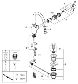 GROHE 32830001 - EUROSMART COSMOPOLITAN mosdócsaptelep, L méret, króm