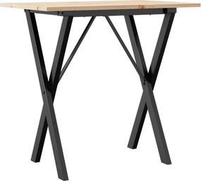 vidaXL tömör fenyőfa és acél étkezőasztal X-vázzal 80x50x75 cm