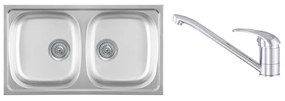 Luna Flex 2D 90 Kétmedencés Inox Mosogató és Gamma Alfa Konyhai Csaptelep Szett