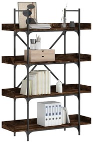 4 szintes füstös tölgy szerelt fa könyvespolc 100x33x145,5 cm