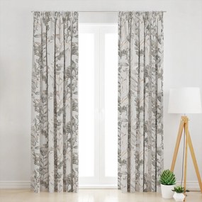 Függöny Növényi Motívum Szín Ivory És Bézs Szalag 145 cm széles x 200 cm magas