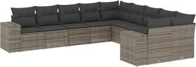 vidaXL 10 részes szürke polyrattan kerti ülőgarnitúra párnákkal