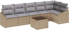 vidaXL Kanapé Szett párnával 7 pcs Bézs polirattan