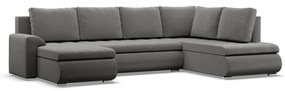 Tokio U sarokkanapé, 3 ágyneműtartóval, bársony, jobboldali, világosszürke