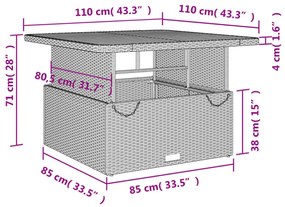 2 részes fekete polyrattan kerti étkezőgarnitúra párnával