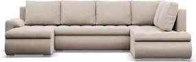 Tokio U sarokkanapé, 3 ágyneműtartóval, bársony, jobboldali, bézs