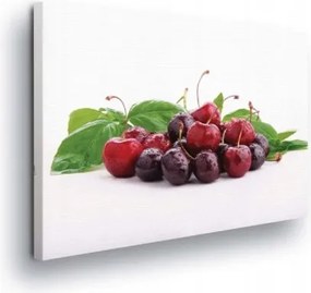 Vászonkép 100x75 Cseresznye cseresznye bogyós gyümölcsök nyár frissesség zöld bazsalikom halott
