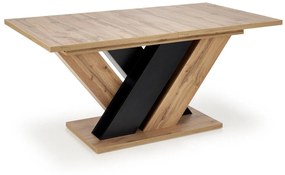 Asztal Houston 1578Fekete, Wotan tölgy, 77x90x160cm, Hosszabbíthatóság, Közepes sűrűségű farostlemez, Fém, Közepes sűrűségű farostlemez
