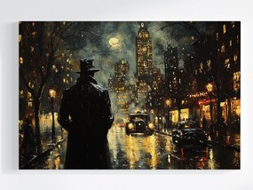 Vászonkép Canvas Város Éjszaka Eső Férfi Sötétség Szorongás 120x80