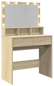 sonoma tölgy színű fésülködőasztal LED-del 80 x 41 x 134,5 cm