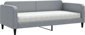 vidaXL világosszürke szövet kanapéágy matraccal 90x200 cm