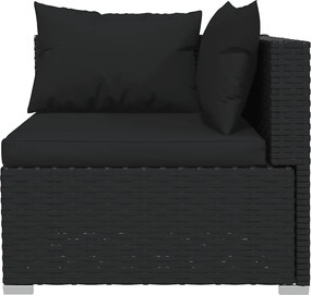 4 részes fekete polyrattan kerti ülőgarnitúra párnákkal