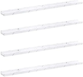 vidaXL Falpolc polcokkal 4 pcs Fehér márvány 100 x 9 x 3 cm Faanyag