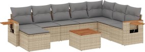 vidaXL 9 részes bézs polyrattan kerti ülőgarnitúra párnákkal