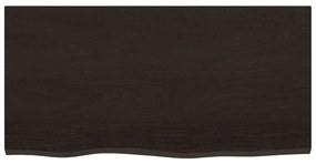 sötétbarna kezelt tömör tölgyfa fali polc 80x40x(2-6) cm