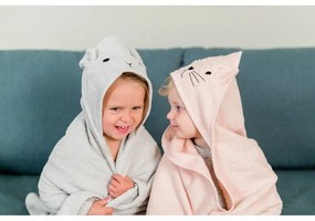 Szürke pamut kapucnis gyerek törölköző 76x76 cm Rabbit – Kindsgut