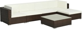 6-részes barna polyrattan kerti bútorszett párnákkal