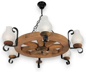 Brilagi - Csillár láncon ROATA 6xE14/40W/230V bükkfa