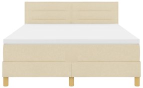 Box Spring Ágy Matraccal és LED-del Krém 140x190 cm Szövet